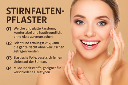 Anwendung des Stirnfalten-Pflasters von Lee-Loe direkt auf der Stirn – glättet Falten sichtbar